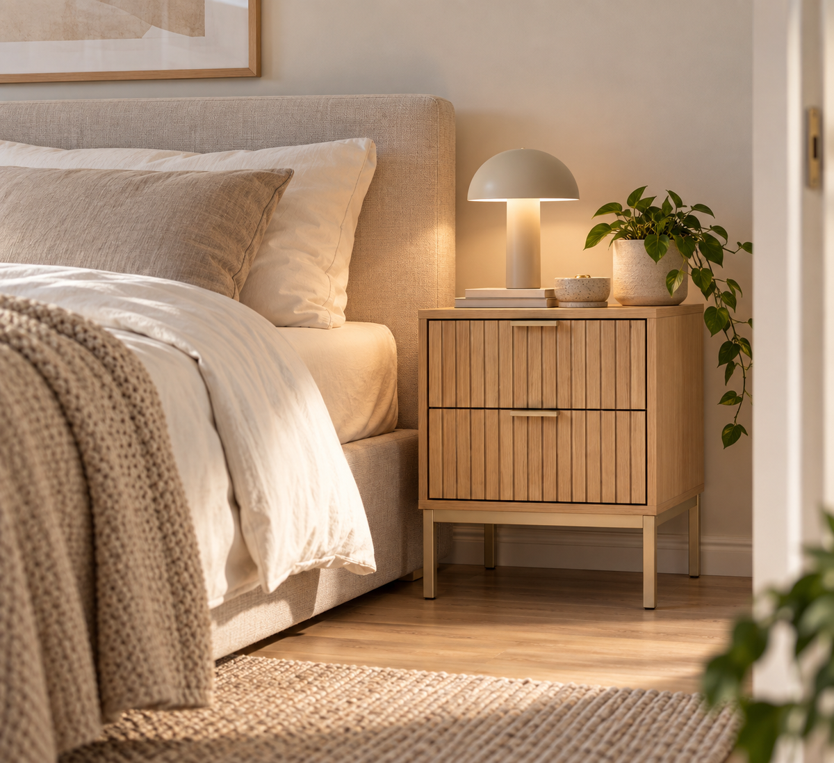 Nattbord Tasso med 2 skuffer 40 x 40 cm