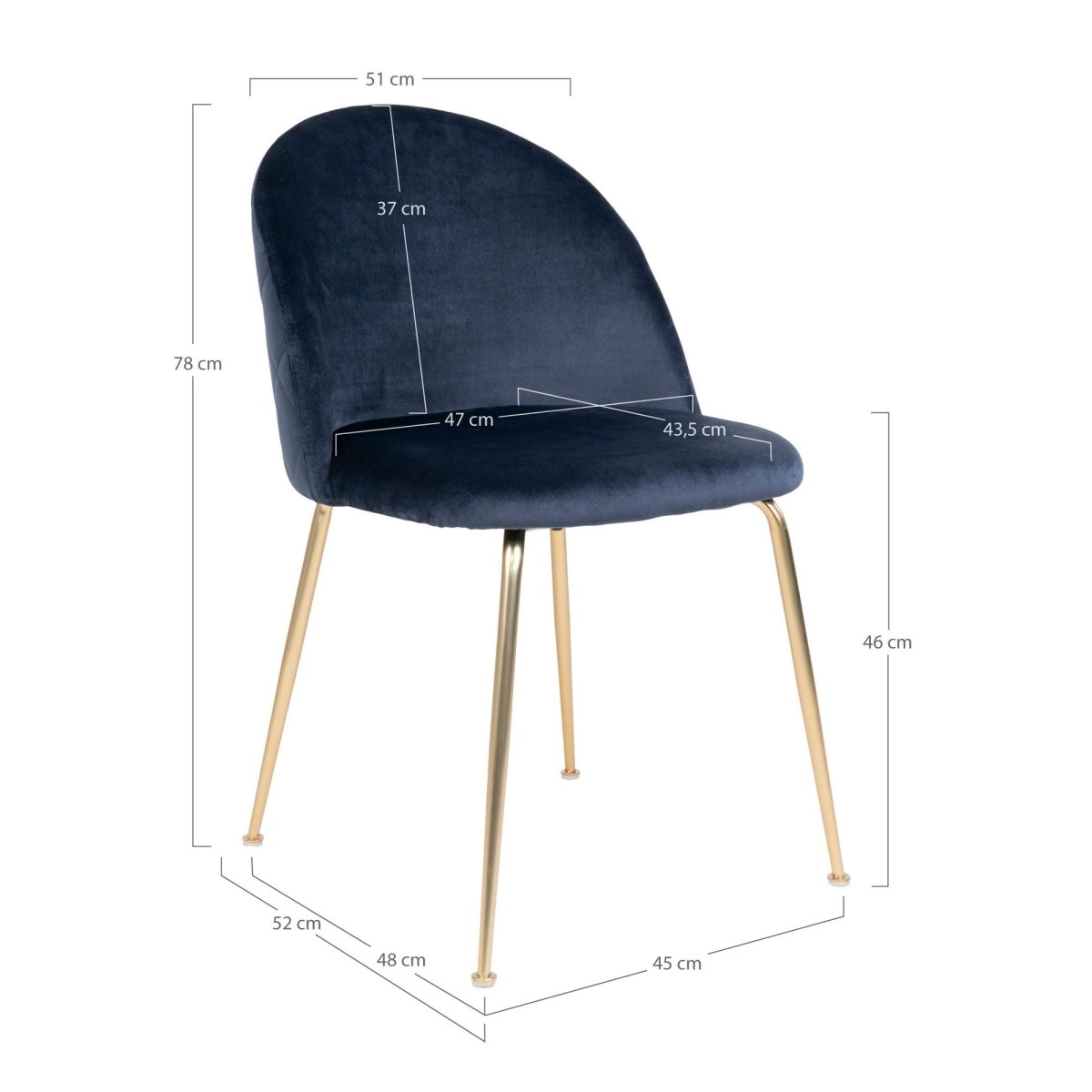 2 - pk Geneve velvet blå spisestol - Lindas Dekor