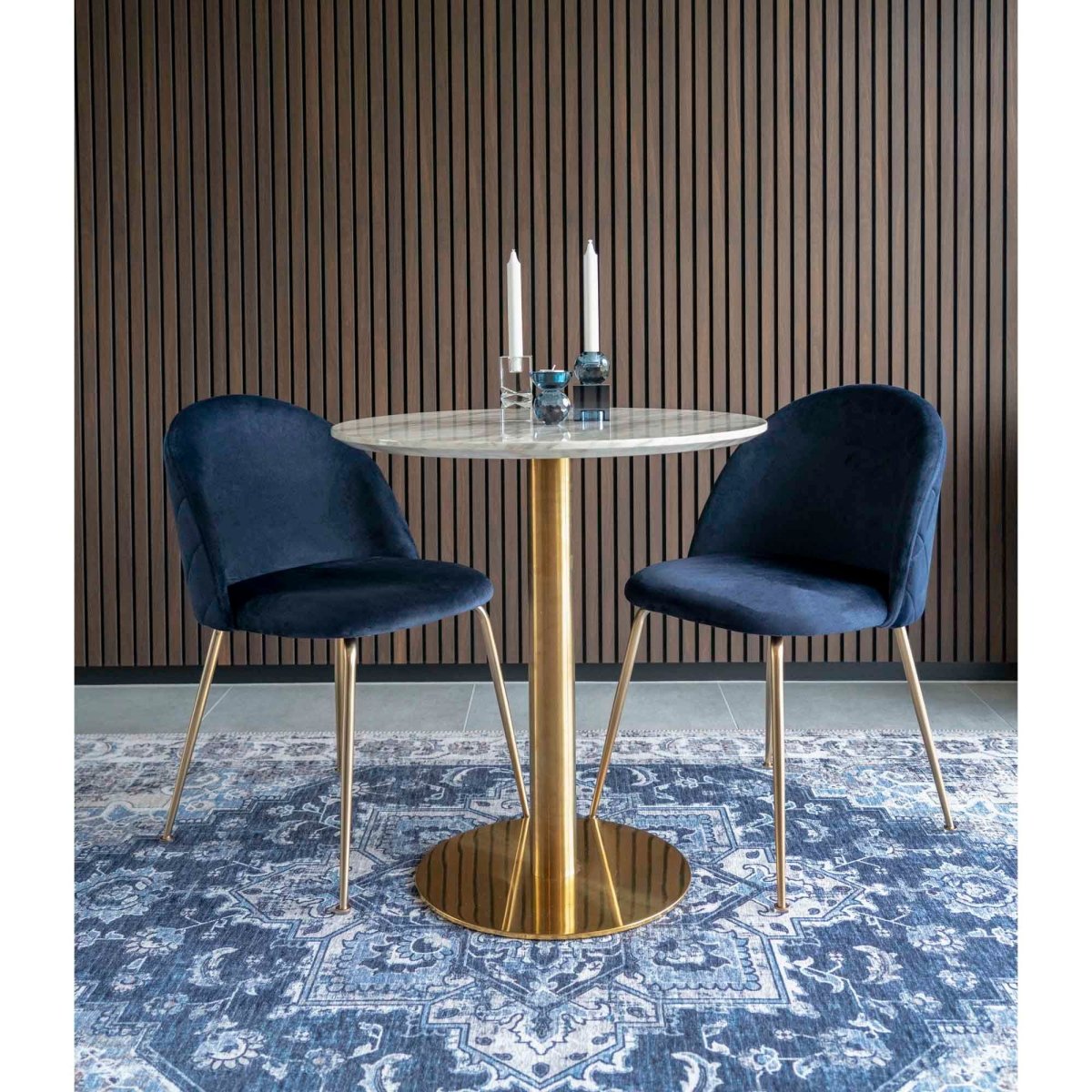 2 - pk Geneve velvet blå spisestol - Lindas Dekor