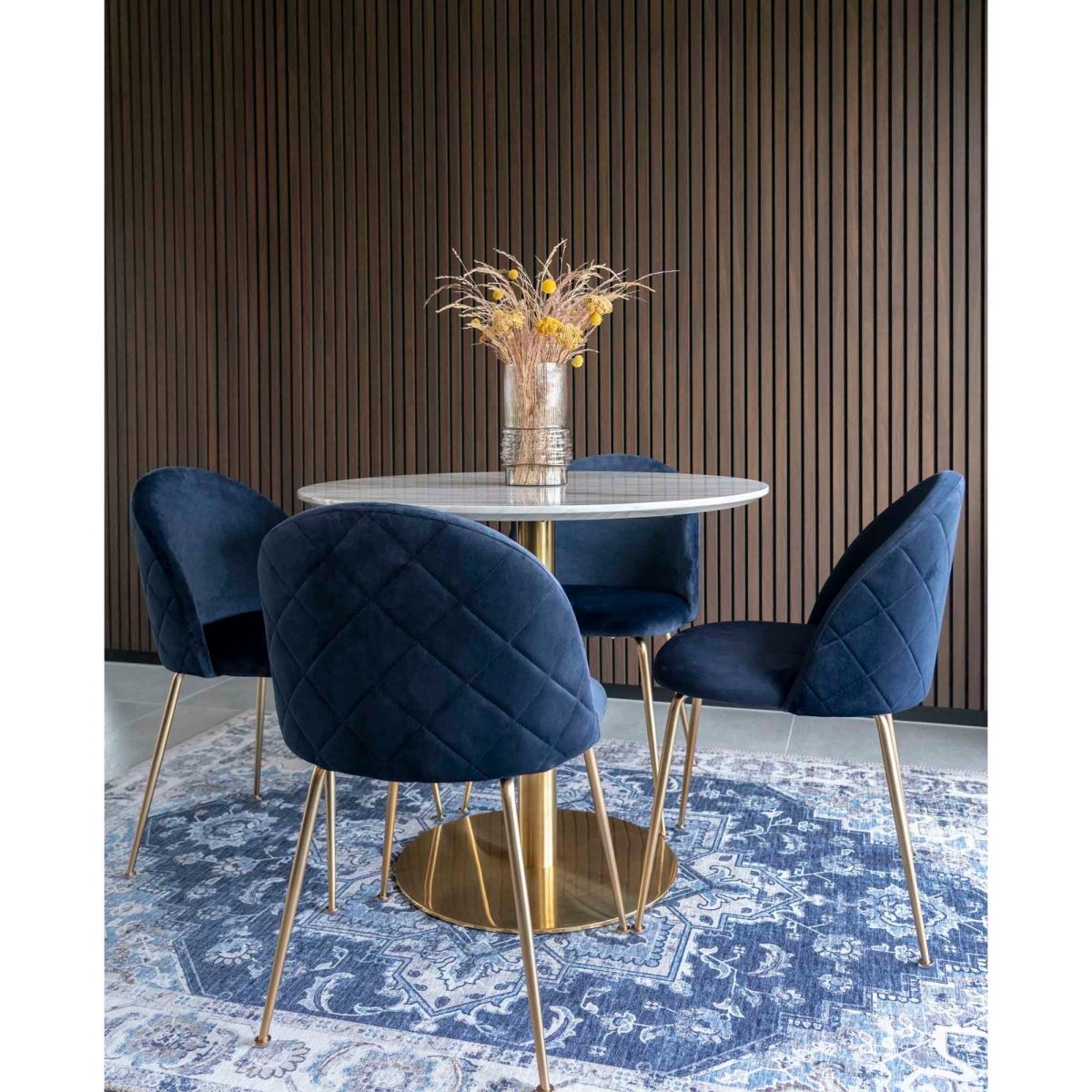 2 - pk Geneve velvet blå spisestol - Lindas Dekor