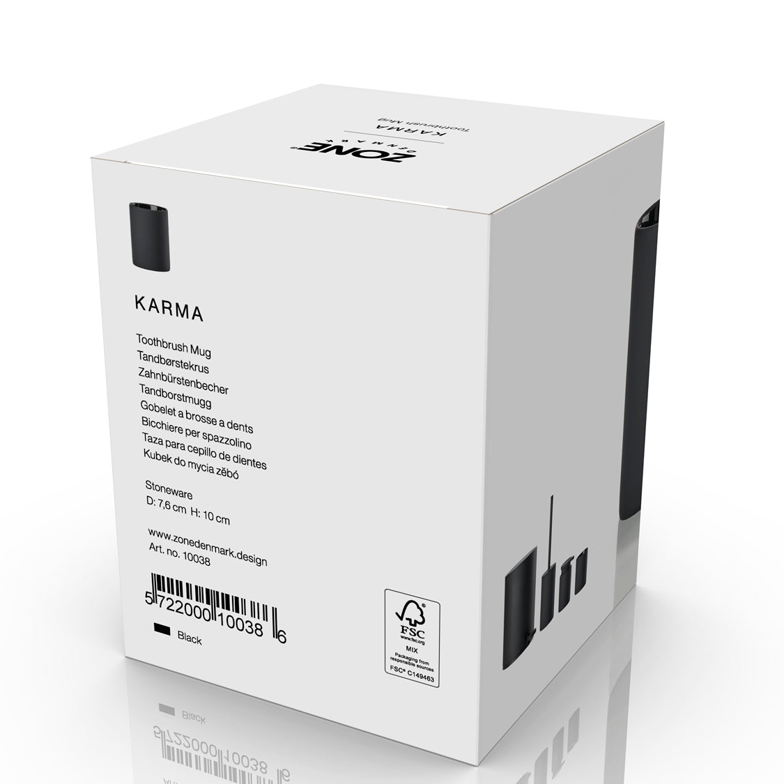 Original emballasje til Karma tannbørsteholder sort fra Zone Denmark
