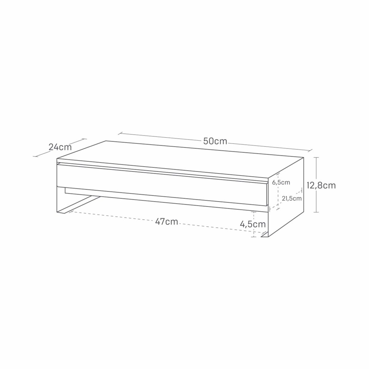 Monitorstativ med skuff hvit 50 x 24 x 12,8 cm - Lindas Dekor
