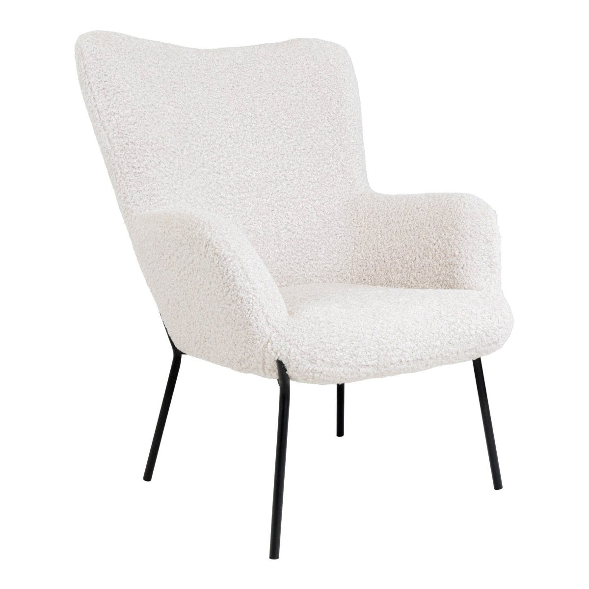 Glasglow sett lounge stol og puff hvit - Lindas Dekor