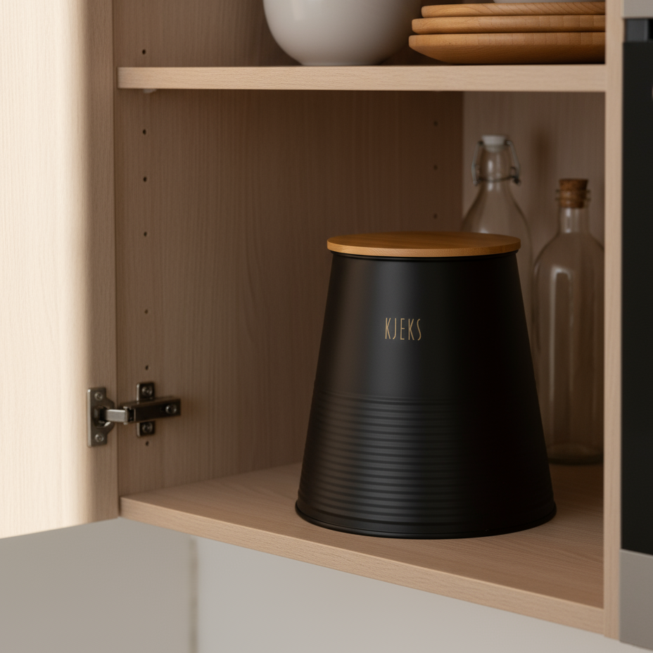 Oppbevaringsboks med bambuslokk kjeks 17,5 cm