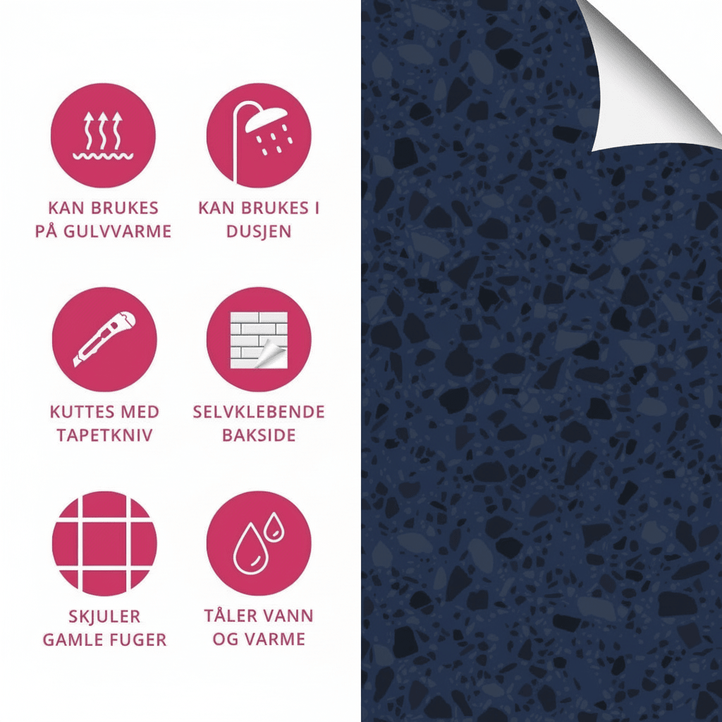8 - pk Lisboa terrazzo blå selvklebende fliser - Lindas Dekor