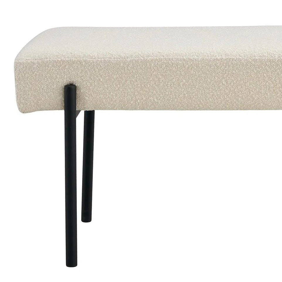 Swindon benk bouclé hvit 100 cm - Lindas Dekor