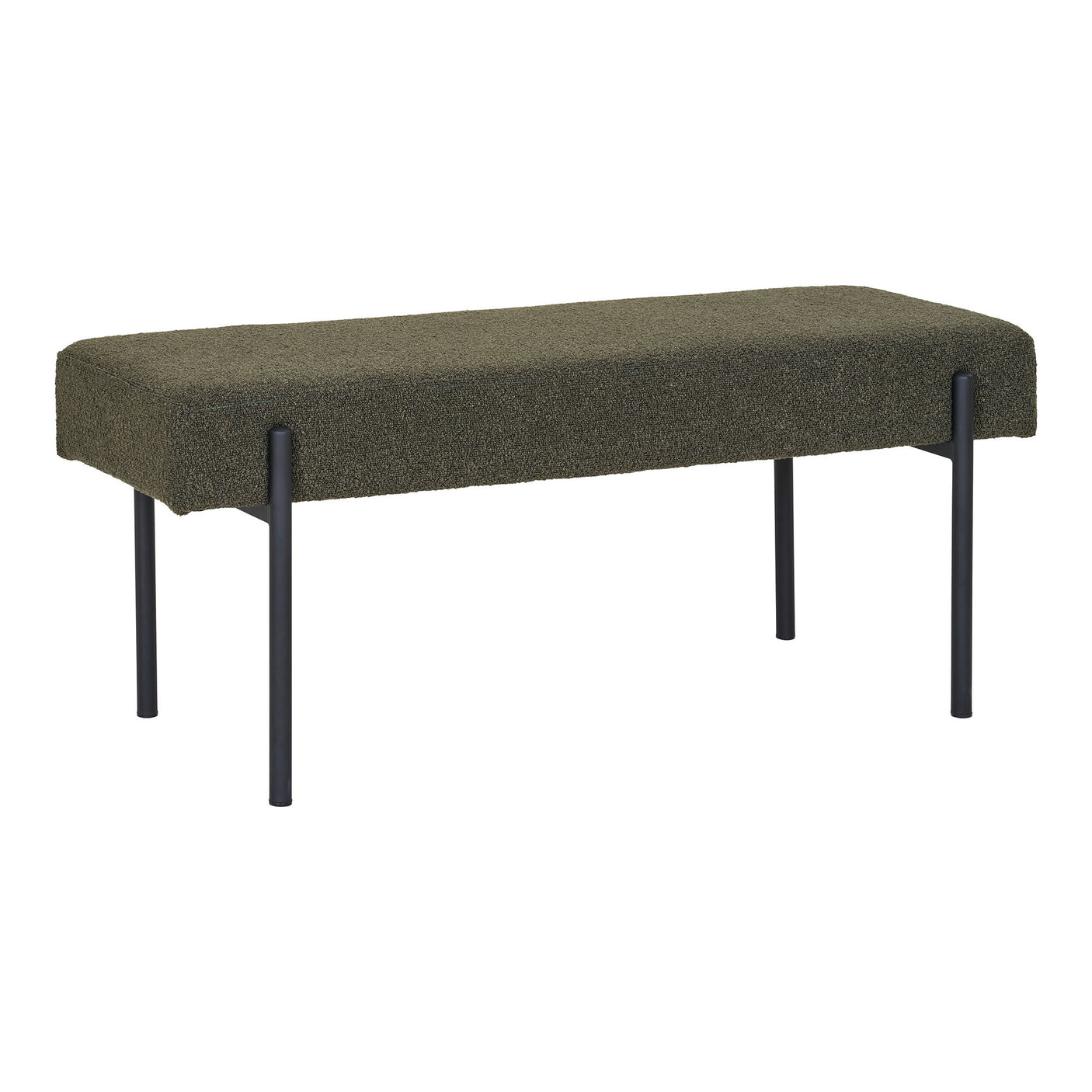 Swindon benk bouclé mørk grønn 100 cm - Lindas Dekor