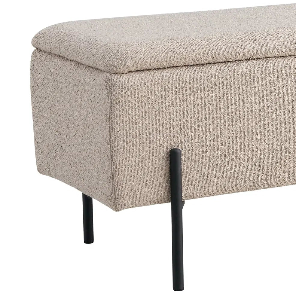 Watford benk med oppbevaring bouclé beige 95 cm - Lindas Dekor