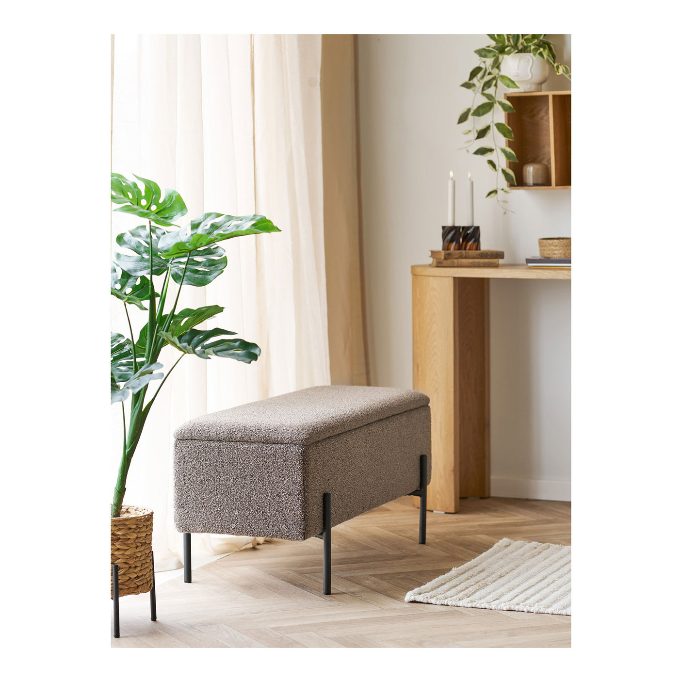 House Nordic Watford benk med oppbevaring, boulcé brun 95 x 36,5 x 34 cm