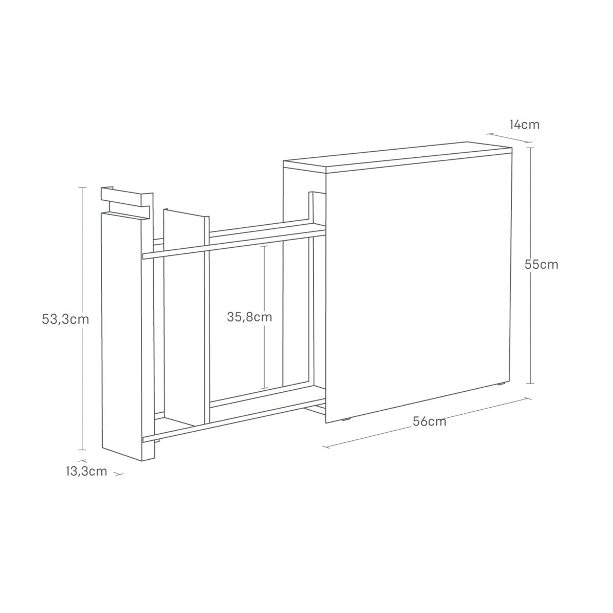 Uttrekkbar oppbevaringshylle sort, 55 x 56 cm - Lindas Dekor