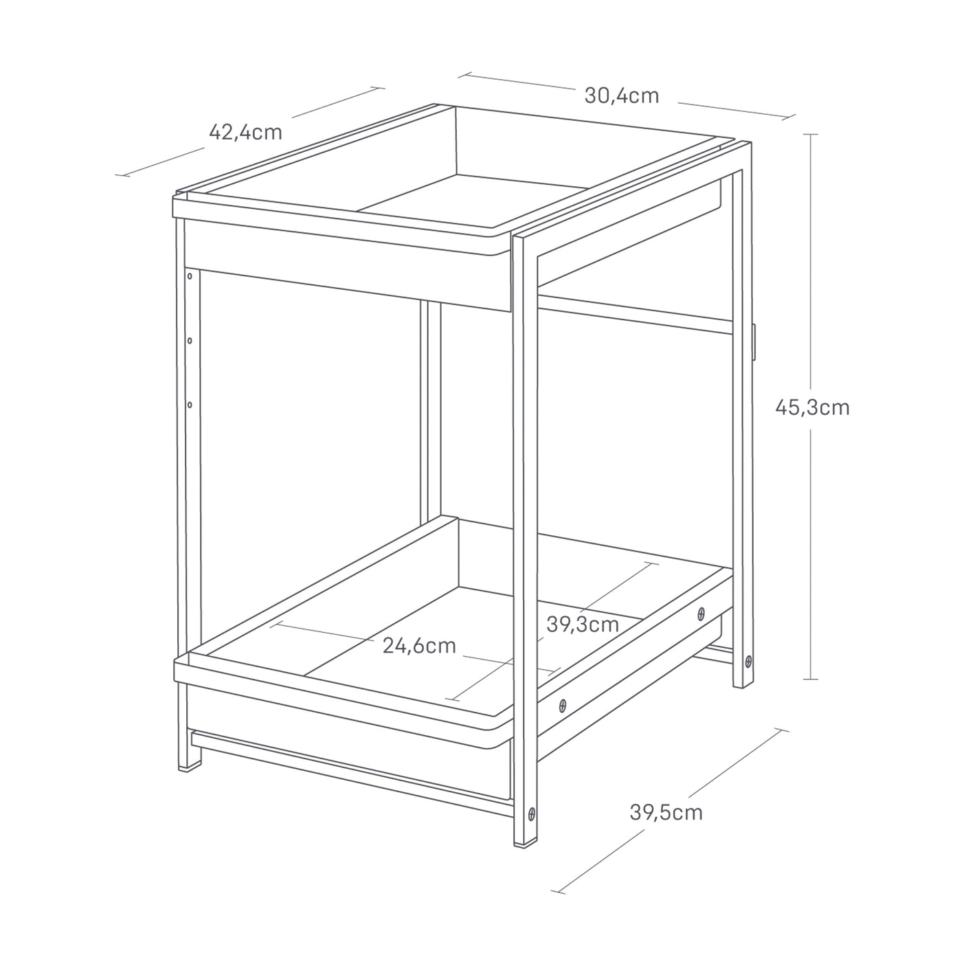 Hvit hylle under vask for optimal plassutnyttelse.