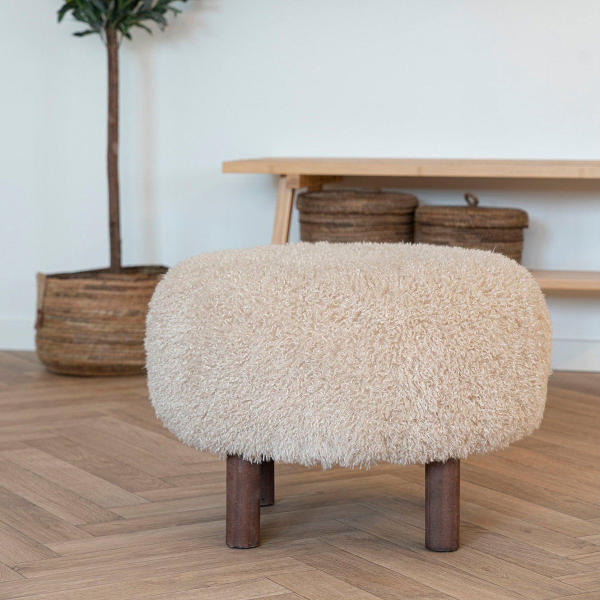Inverness puff brun ø50 cm - Lindas Dekor