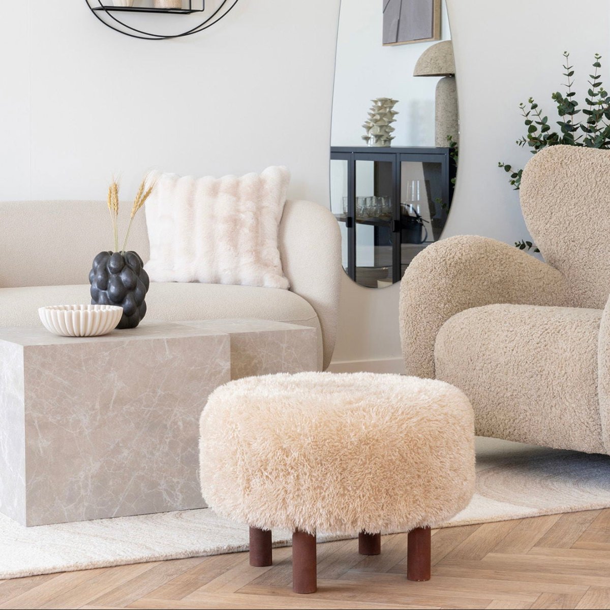 Inverness puff brun ø50 cm - Lindas Dekor