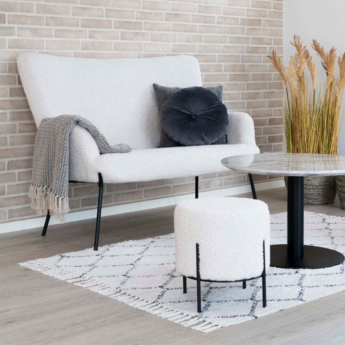 Alford puff hvit ø35 cm - Lindas Dekor