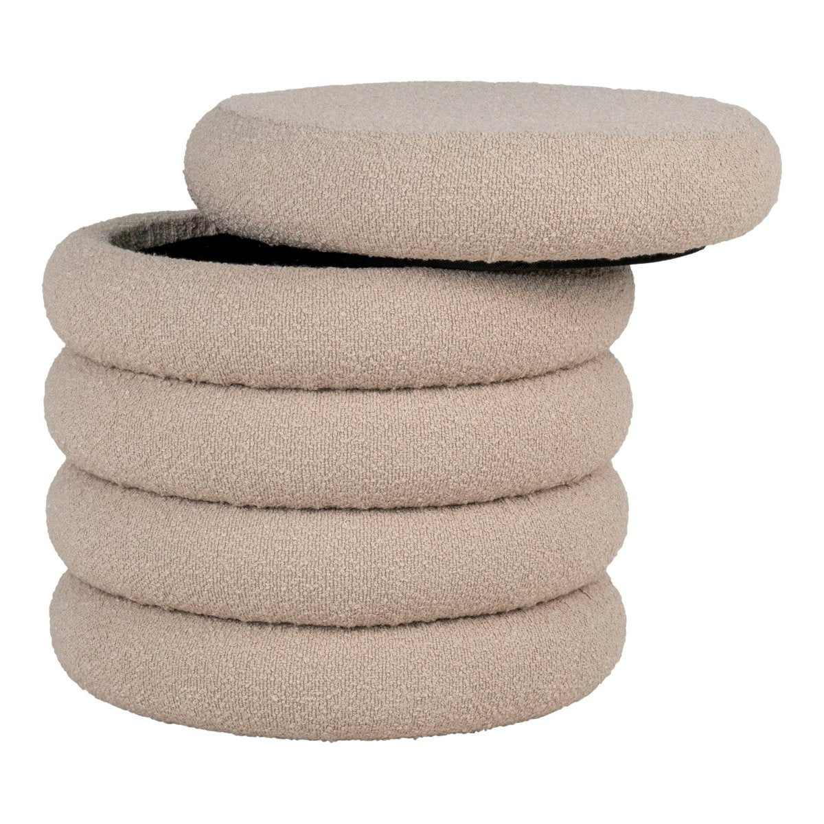 Brooklyn puff med lagring beige ø44 cm - Lindas Dekor