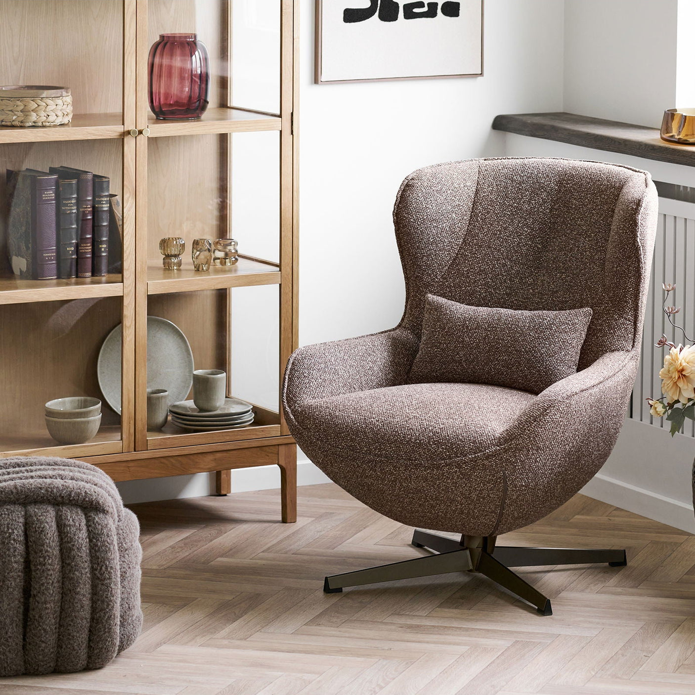 Napier puff brun ø48 cm