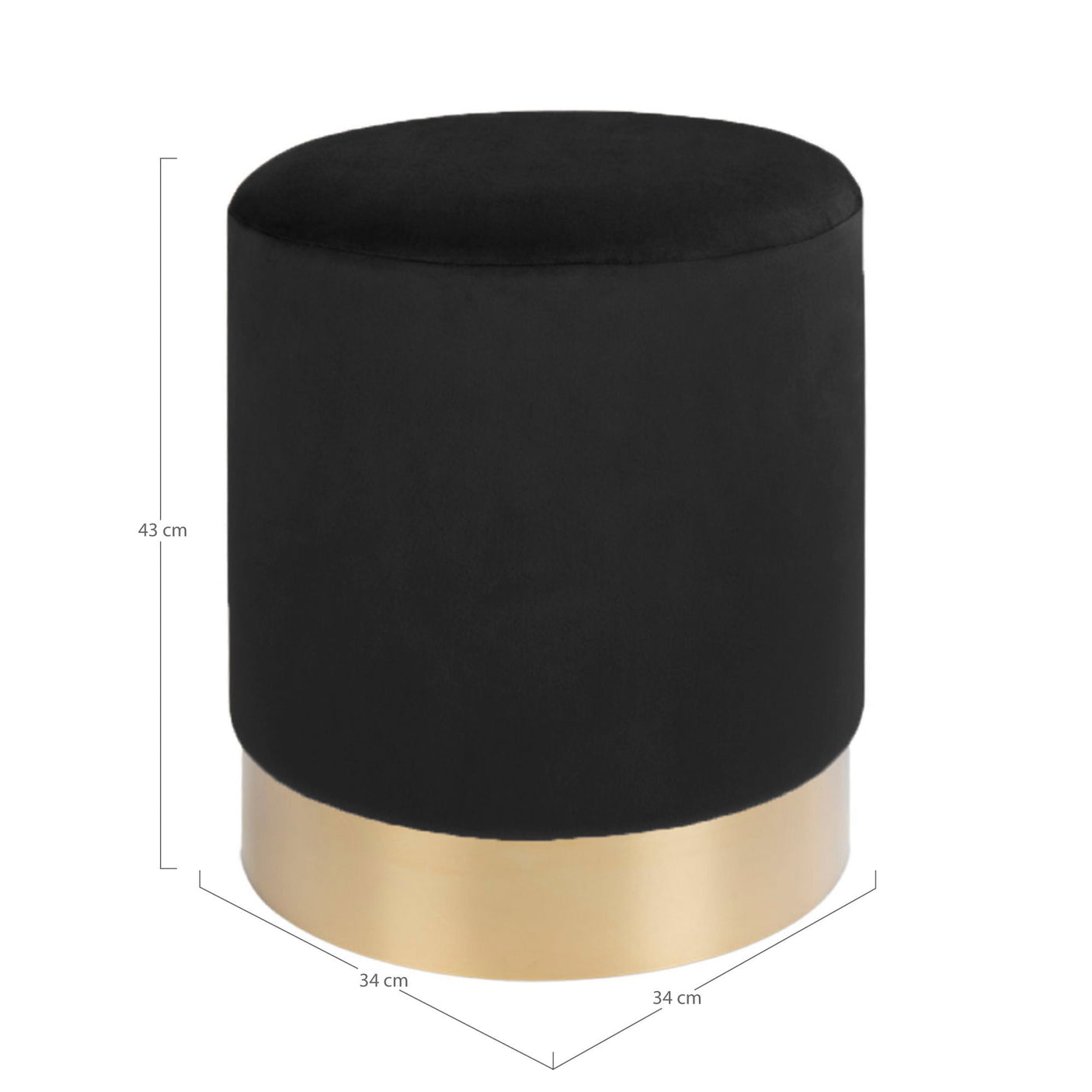 Gamby puff sort fløyel ø34 cm - Lindas Dekor