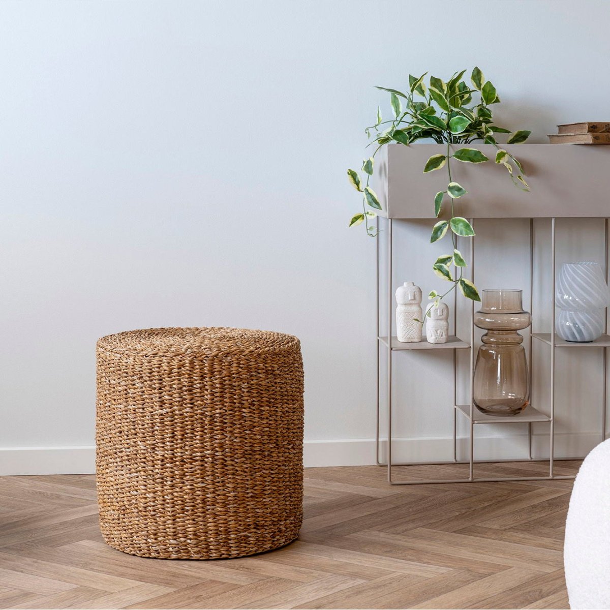 Rivera puff naturell ø40 cm - Lindas Dekor