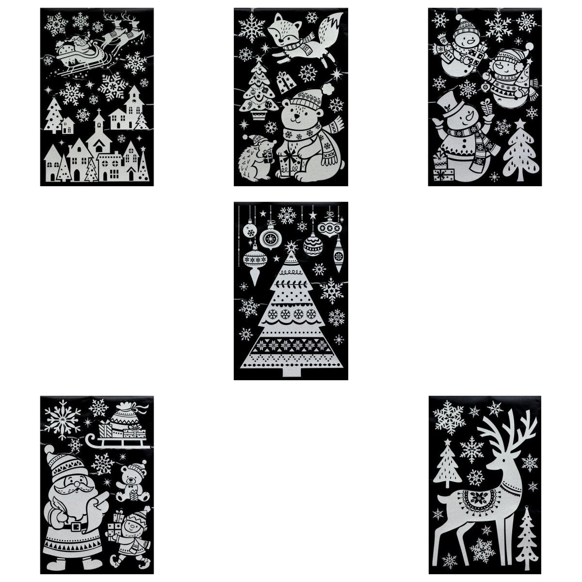 Julestickers med glitter og rhinsten 6 design 50 x 32 cm, alle 6 design