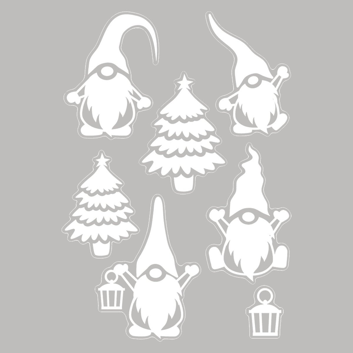 Julestickers pepperkake og nisse 2 design 28,5 x 40 cm, ark med nisser og juletrær