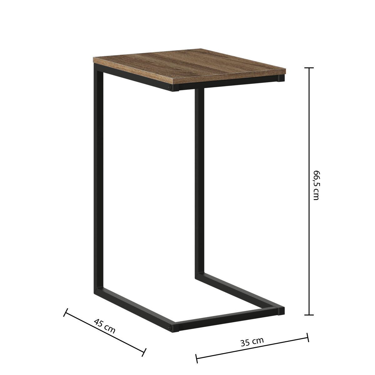 Sidebord Aliaj sort og beige, mål på sidebordet