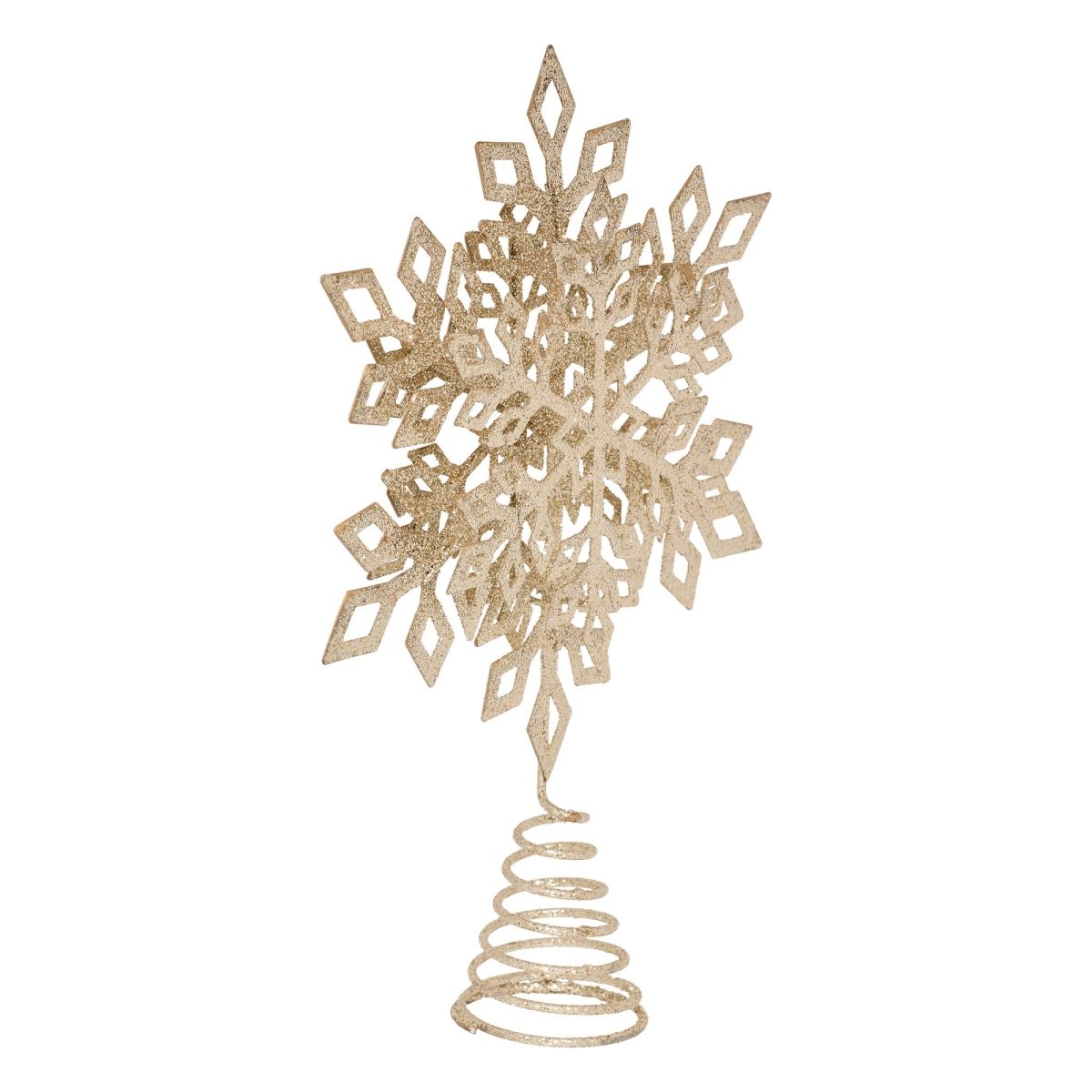 Juletretopp snøkrystall champagne 20 cm, hele toppen