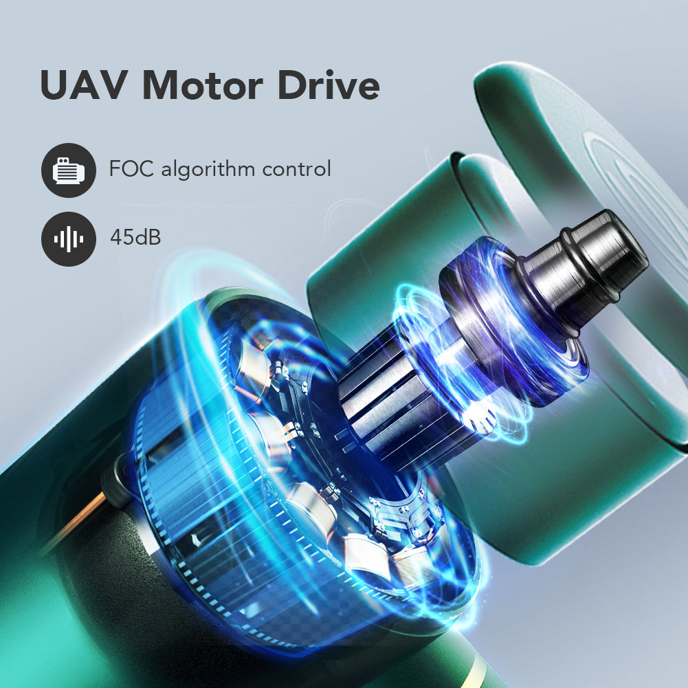 Trådløs massasjepistol for enkel og fleksibel bruk.