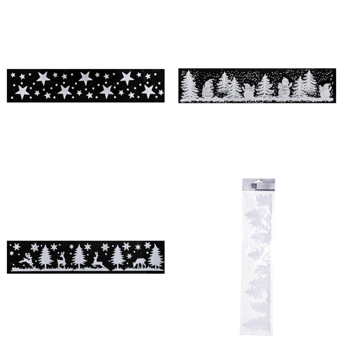 Julebanner stickers hvit 3 design 58 cm, alle 3 banner