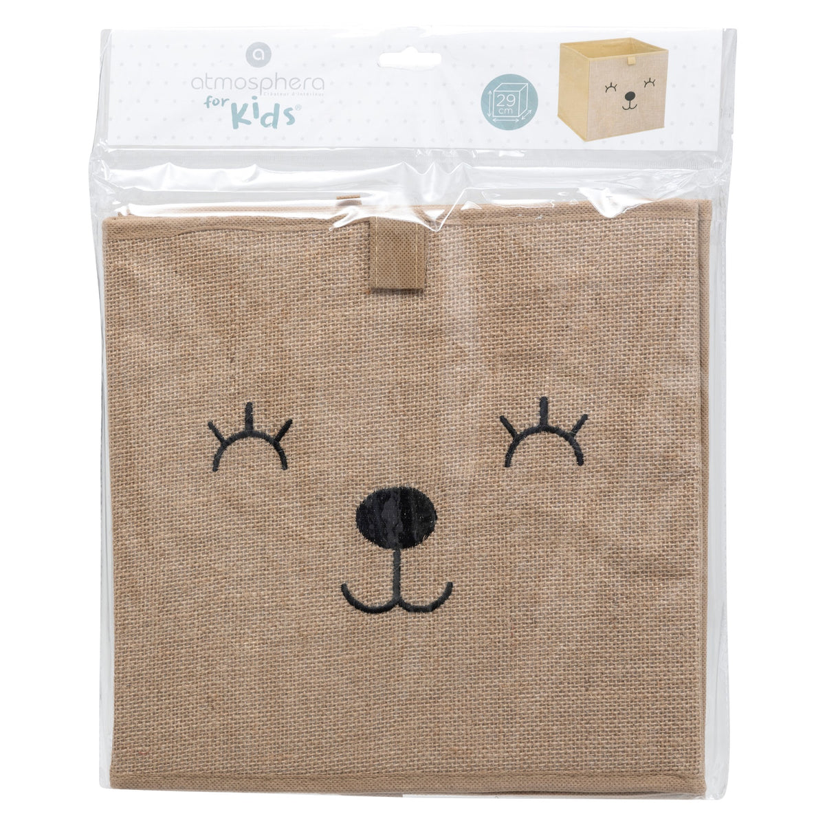 Oppbevaringsboks bamse brun 29 x 29 cm, boksen i emballasjen