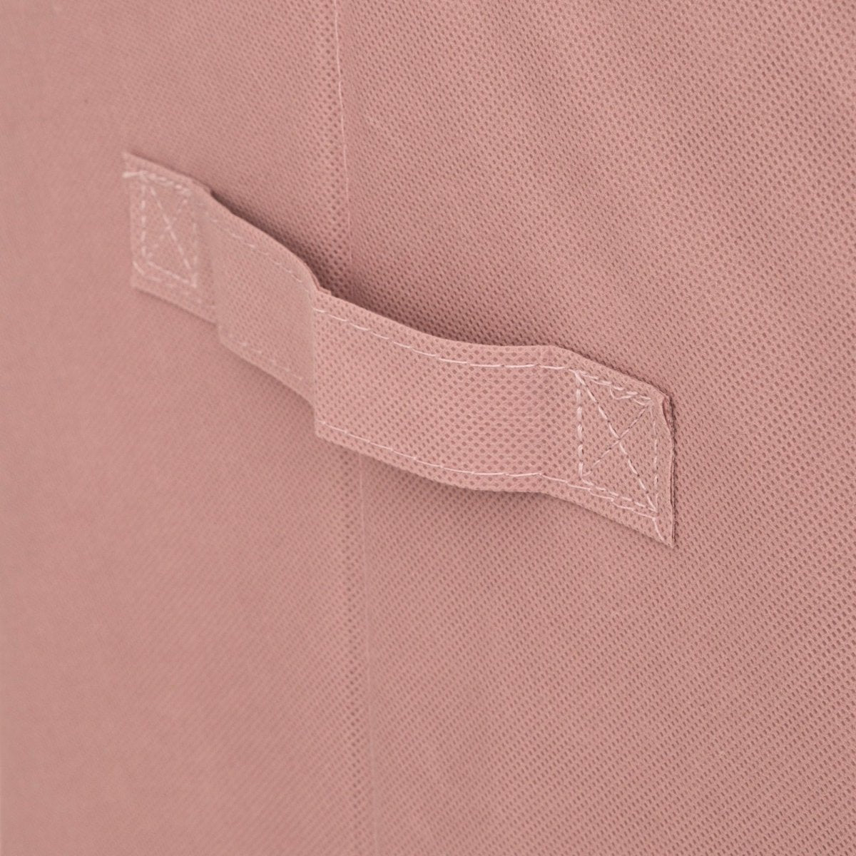 Oppbevaringsboks hjort i fløyel rosa 29 x 29 cm, boksen sett fra siden med håndtak