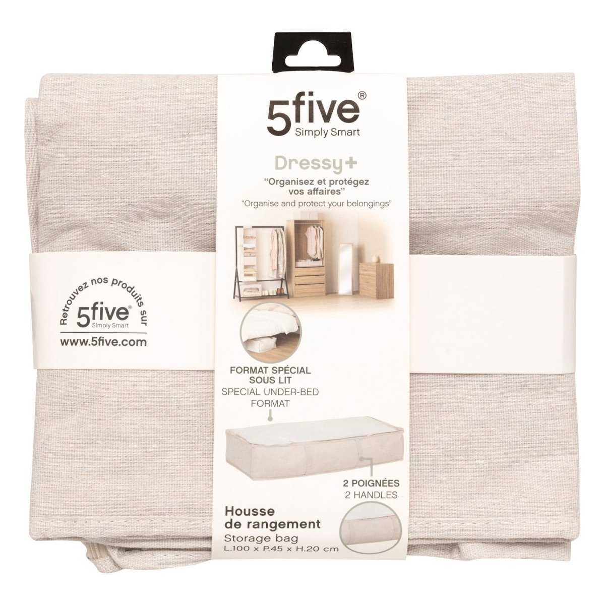 5five Simply Smart Dressy+ oppbevaringsboks under seng beige i original emballasje