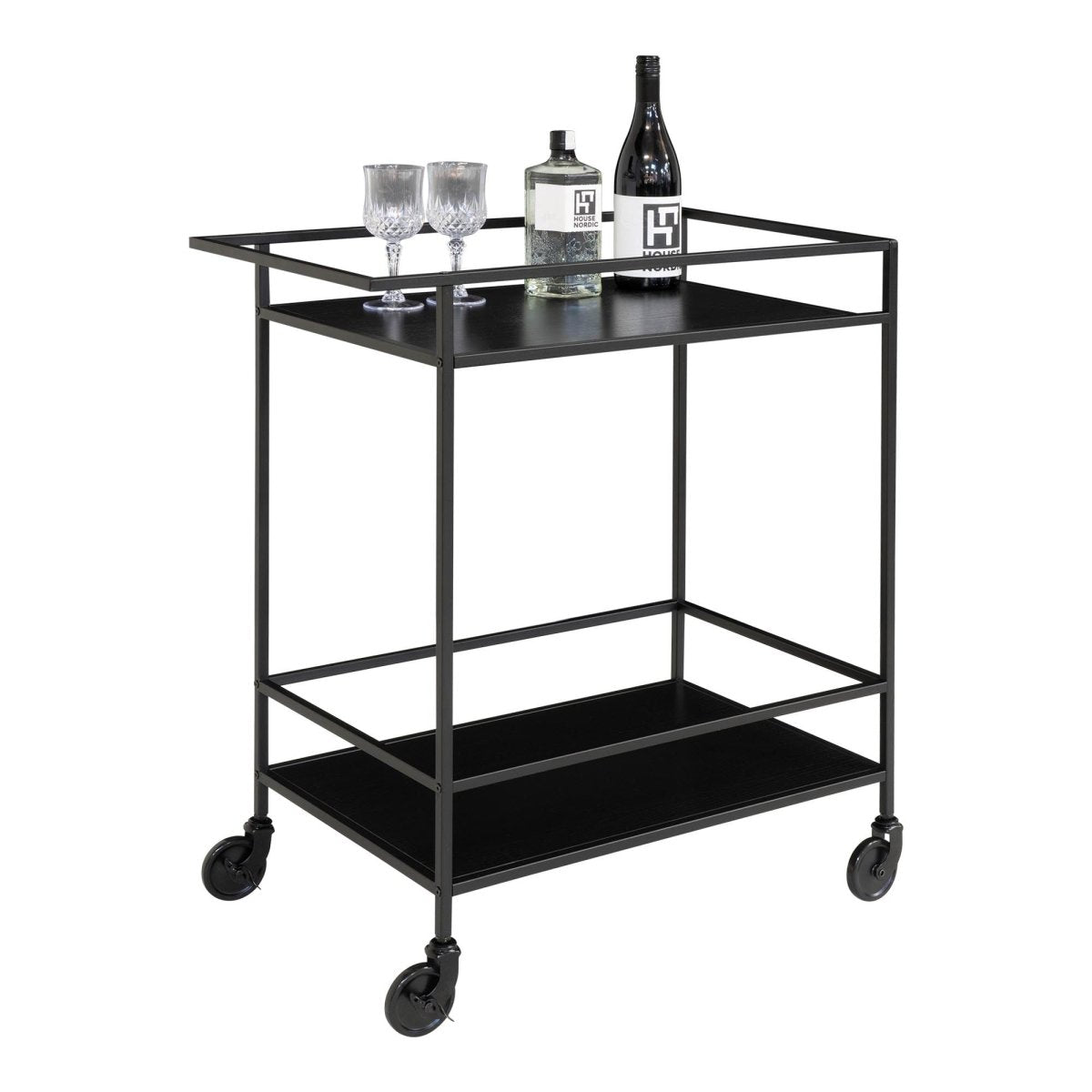 Vita barvogn 68 x 40 x 79 cm, sort metall - Lindas Dekor