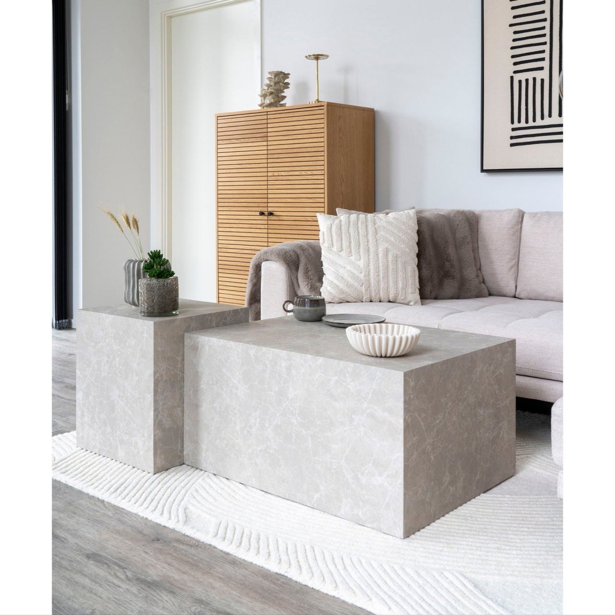 Prague sofabord beige 60 x 80 x 40 cm - Lindas Dekor