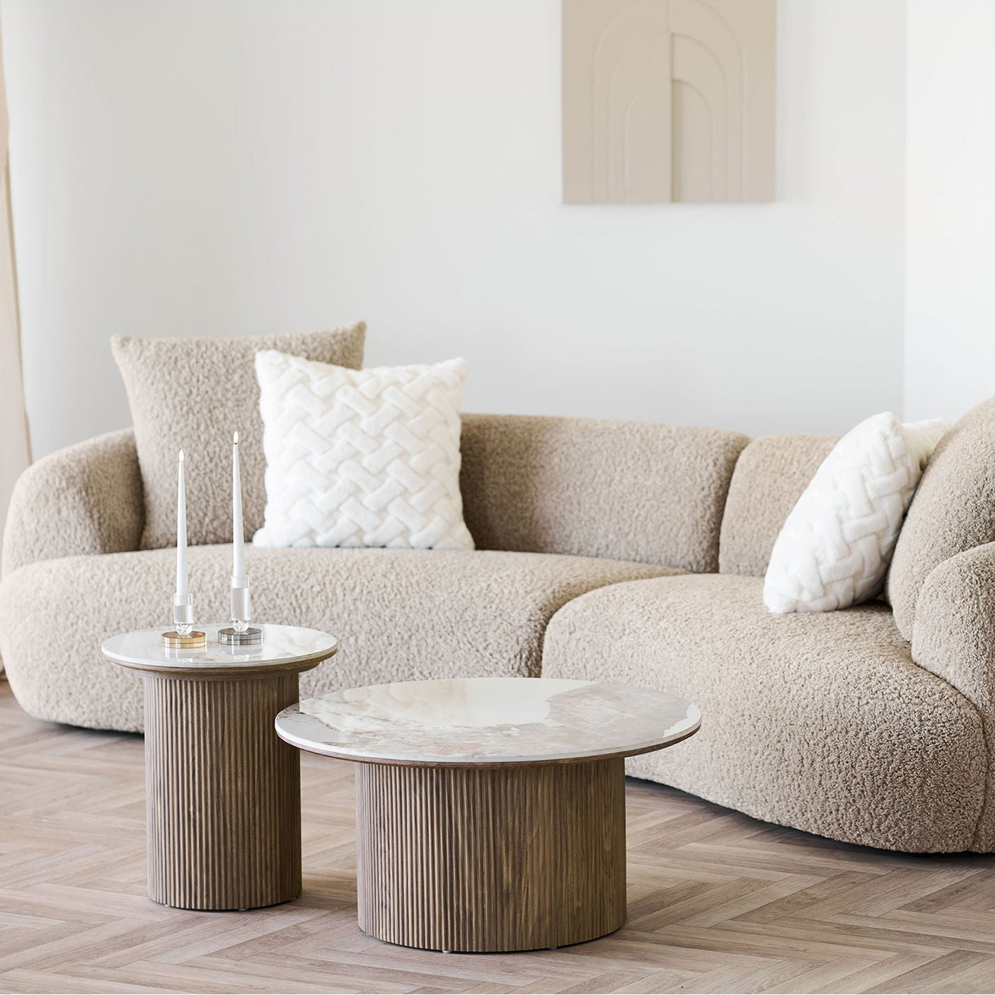 Athens sofabord hvit/mørk brun ø80 cm - eksklusivt design House Nordic