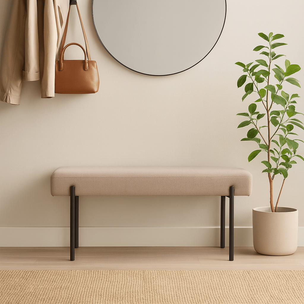 Swindon benk bouclé stone 100 cm - Lindas Dekor