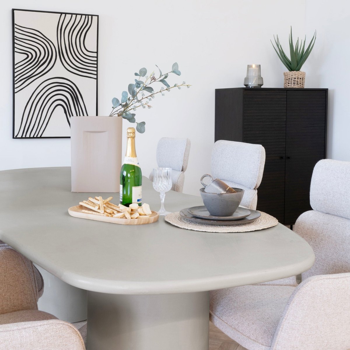 Maranola spisebord beige/sement 240 cm - Lindas Dekor