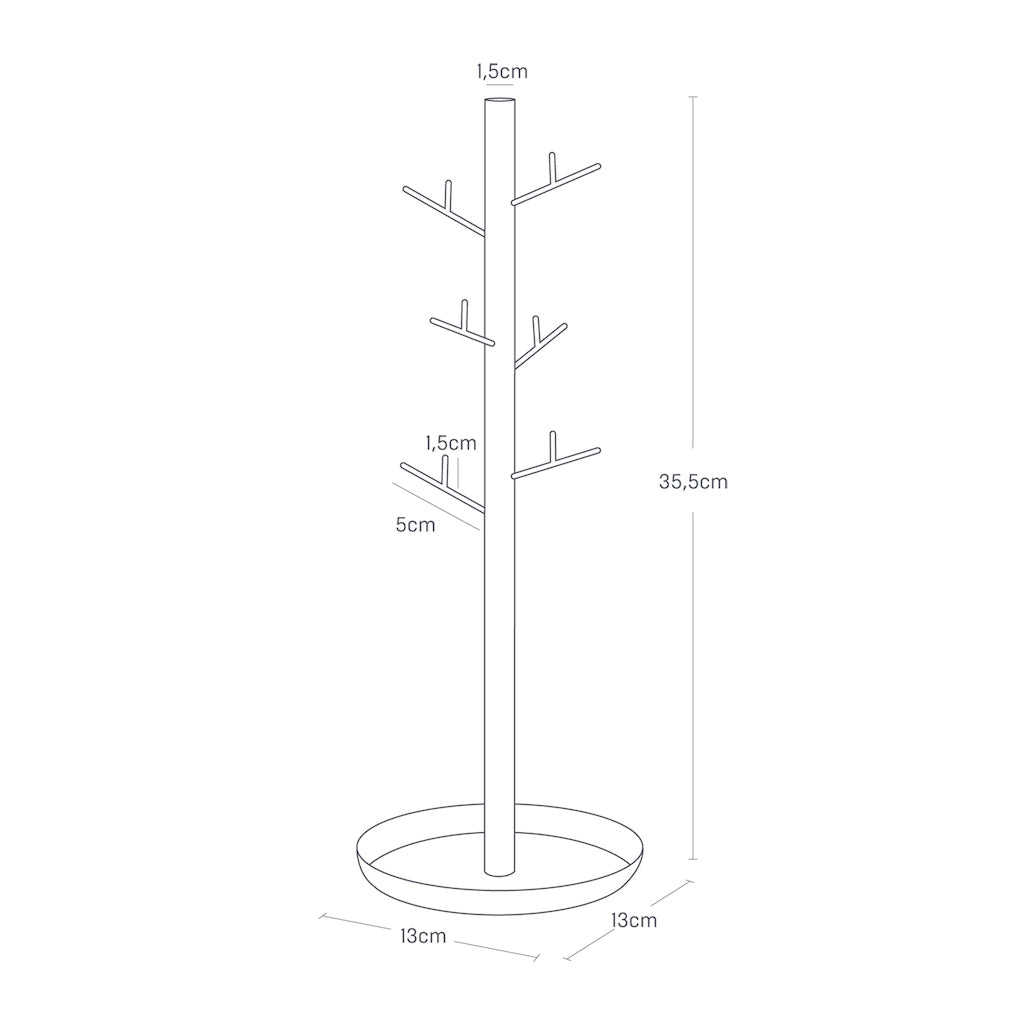 Smykketre med en kompakt størrelse som passer på ulike flater.