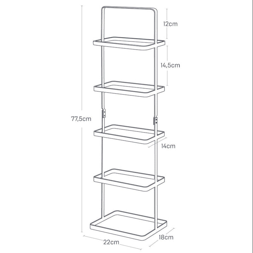 Plassbesparende skohylle i sort metall, ideell for små rom og garderober.