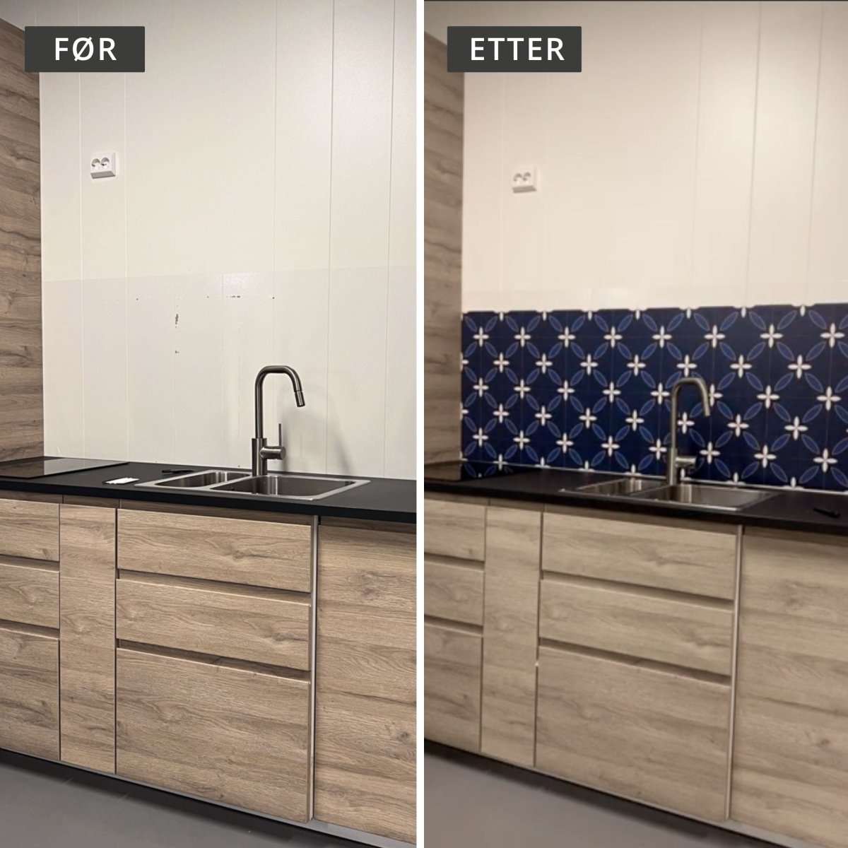 Classic Navy selvklebende backsplash - Lindas Dekor