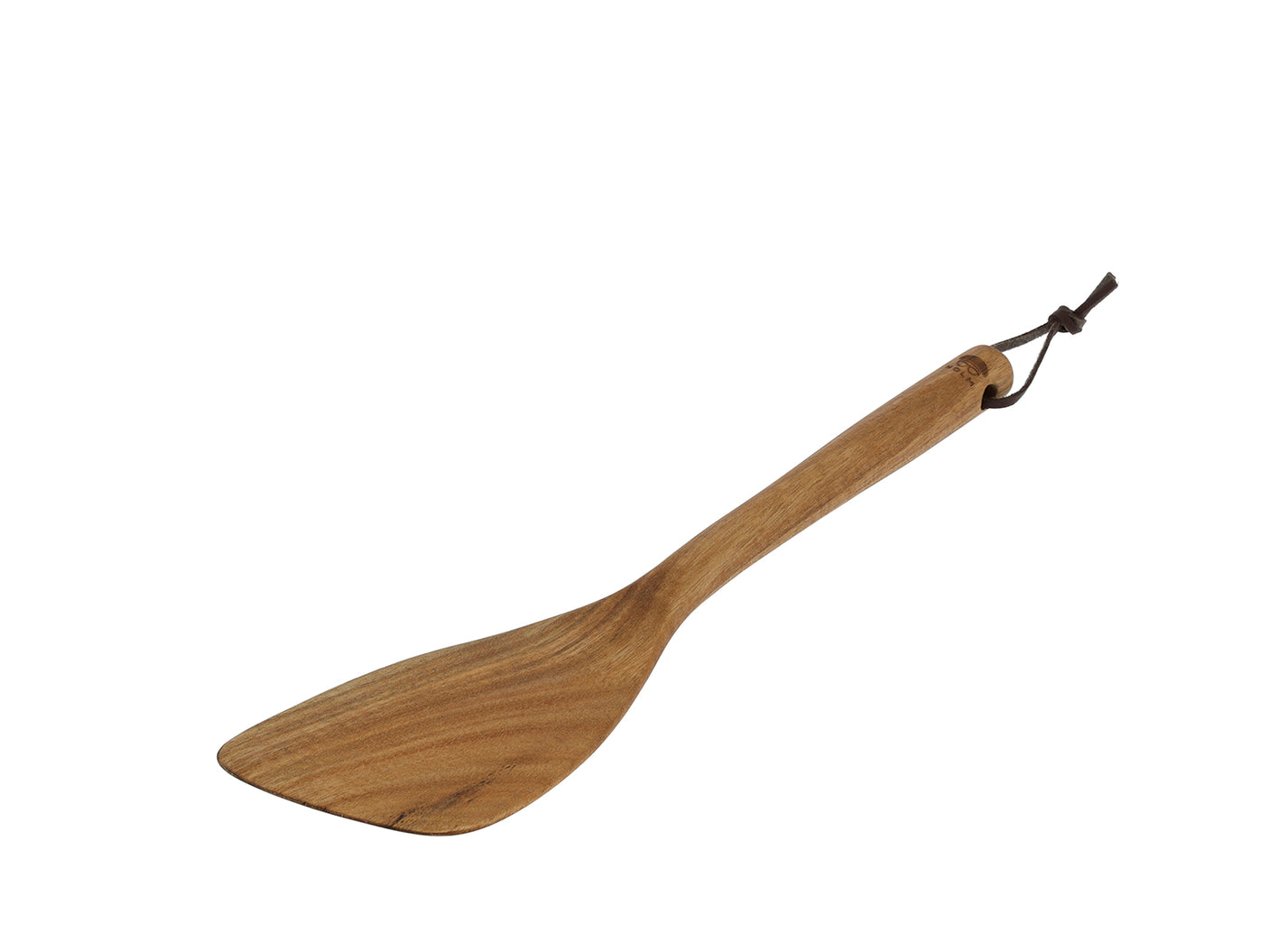 Stekespade i akasietre 30,5 x 7 cm med opphengssnor på hvit bakgrunn