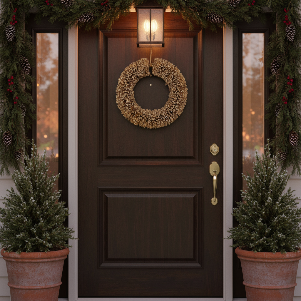 Gullkrans i metalltråd 40 cm