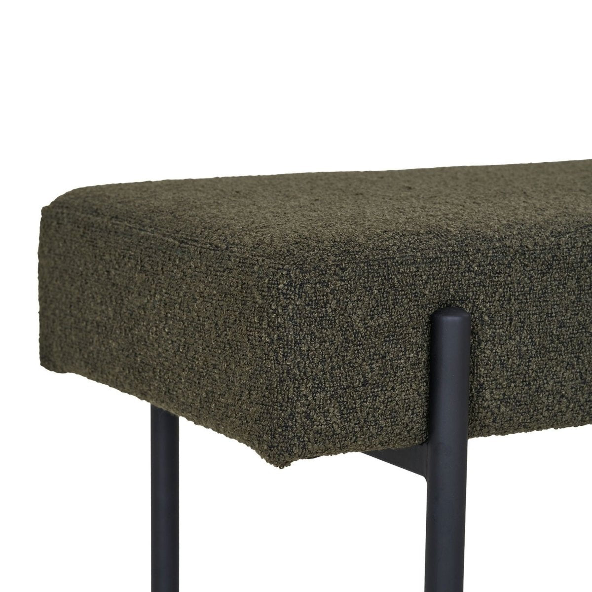 Swindon benk bouclé mørk grønn 100 cm - Lindas Dekor