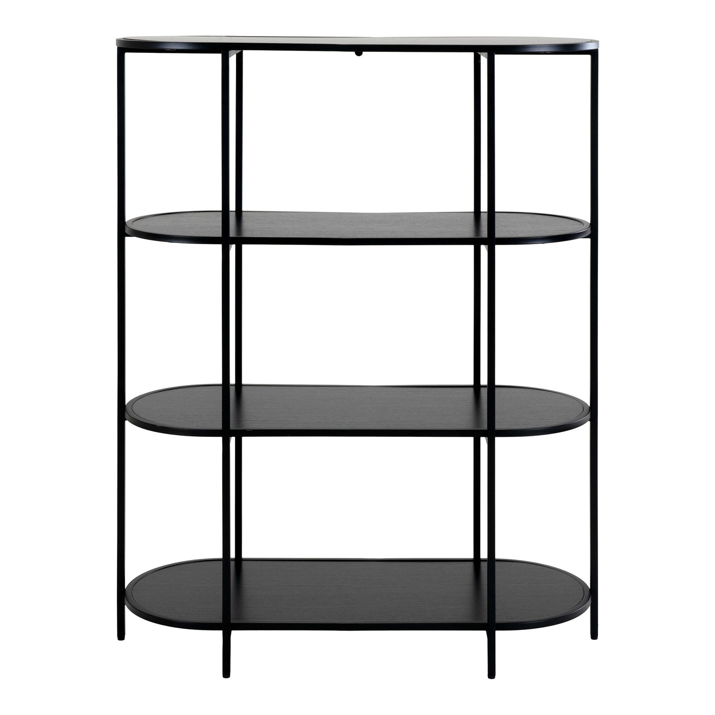 Vita oval bokhylle 4 hyller sort 85x36x111 cm