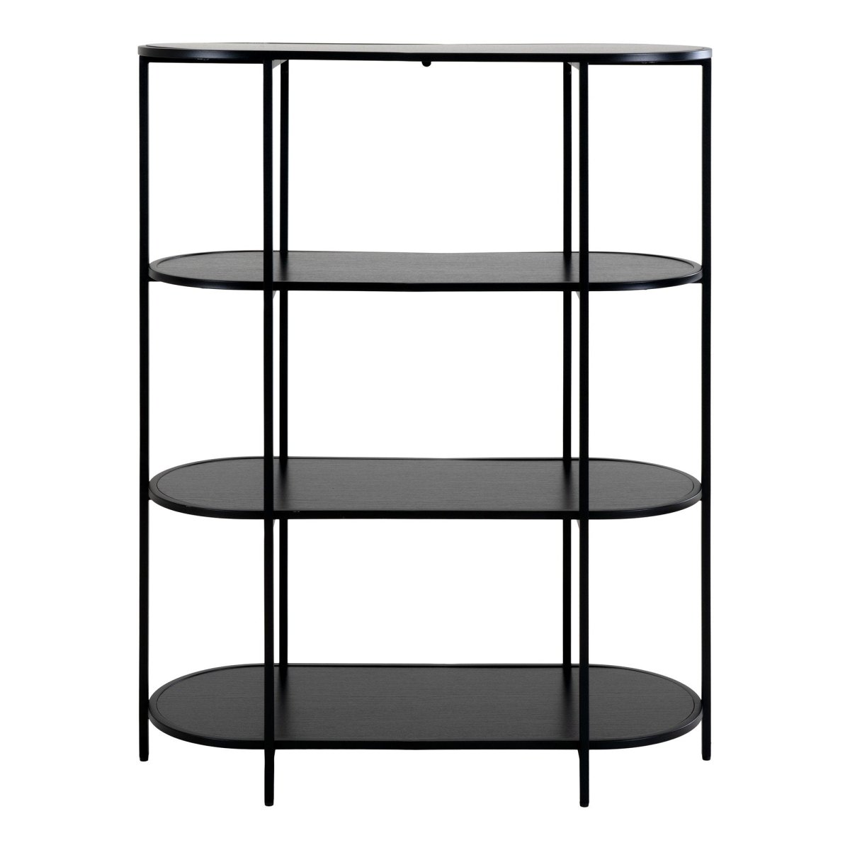Vita oval bokhylle 4 hyller sort 85x36x111 cm - Lindas Dekor Bokhylle