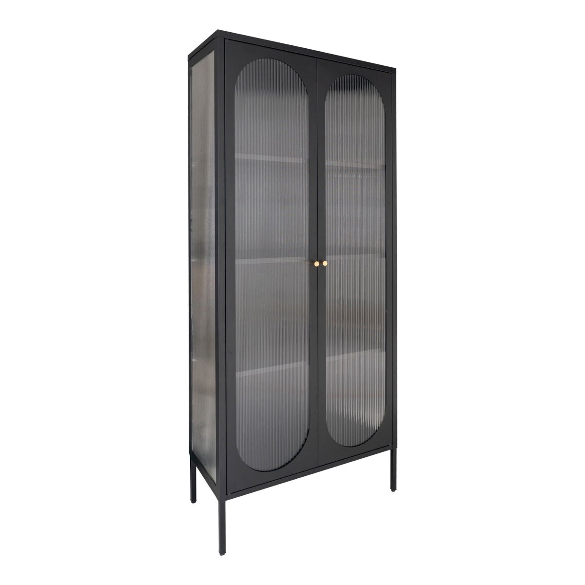 Adelaide vitrineskap rillet glass sort 80 x 35 x 180 cm - Lindas Dekor