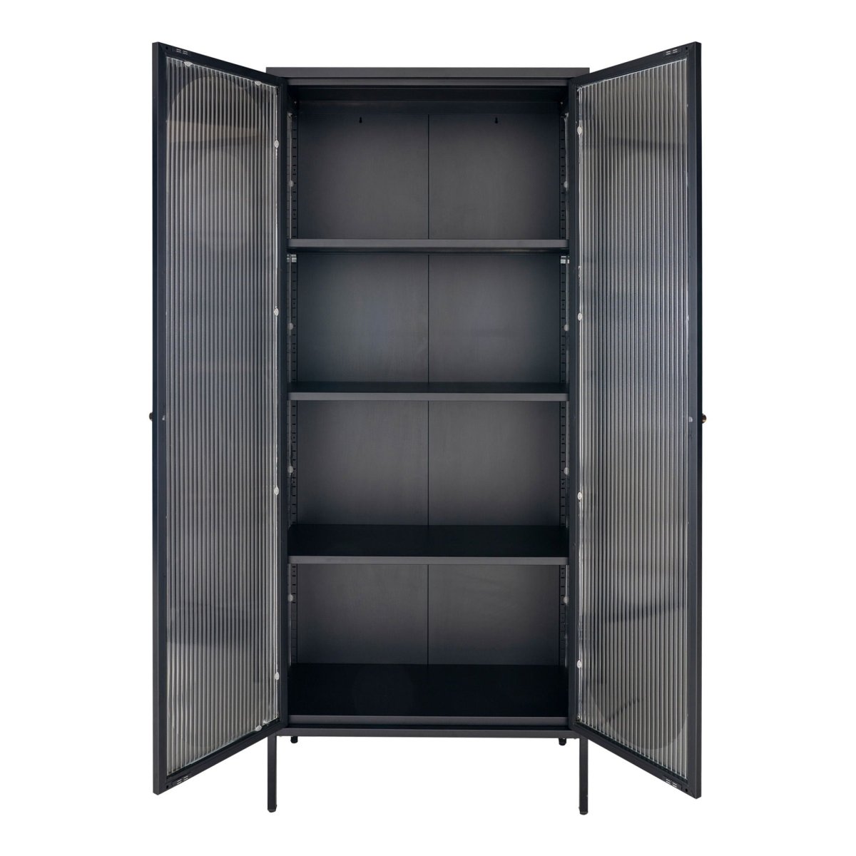 Adelaide vitrineskap rillet glass sort 80 x 35 x 180 cm - Lindas Dekor