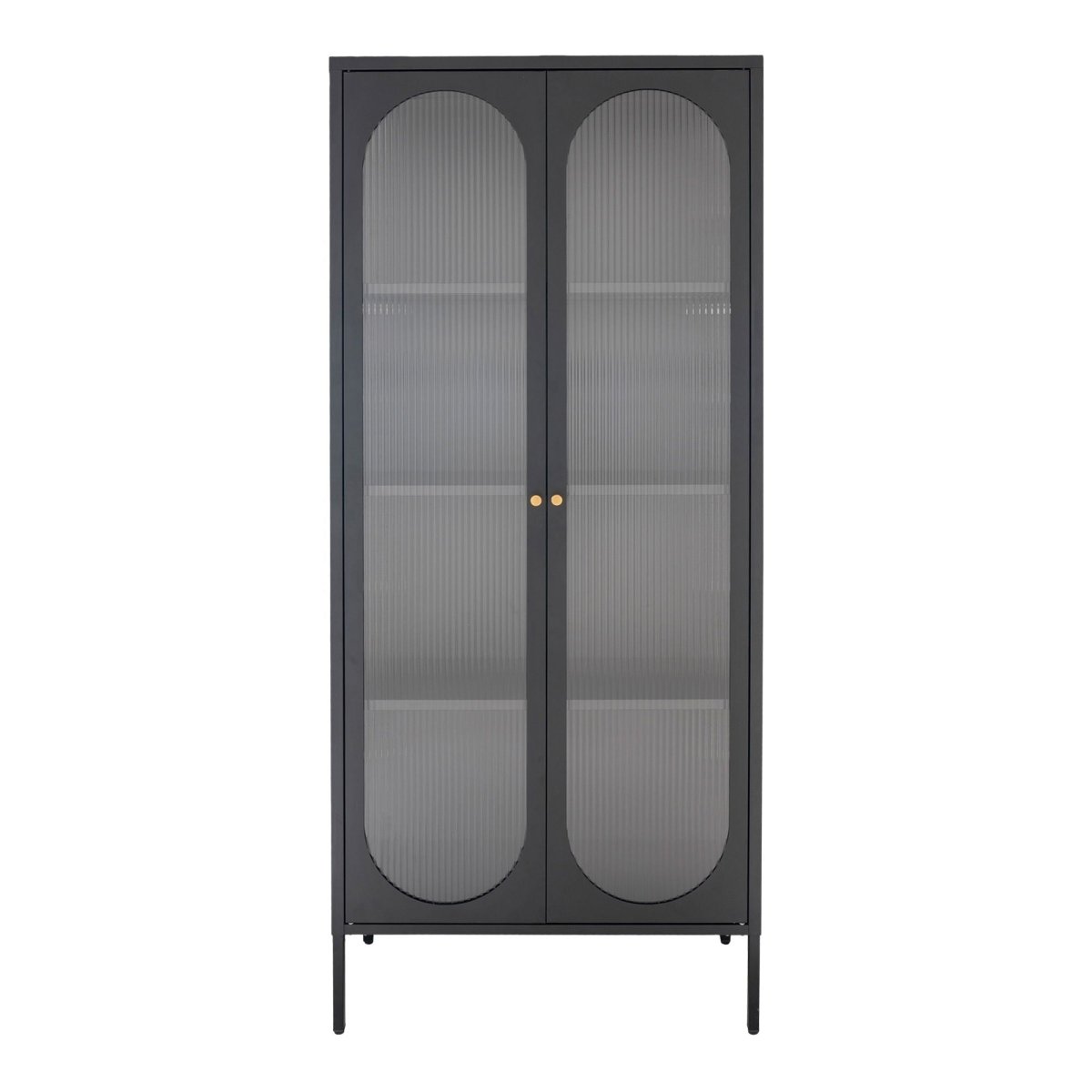 Adelaide vitrineskap rillet glass sort 80 x 35 x 180 cm - Lindas Dekor