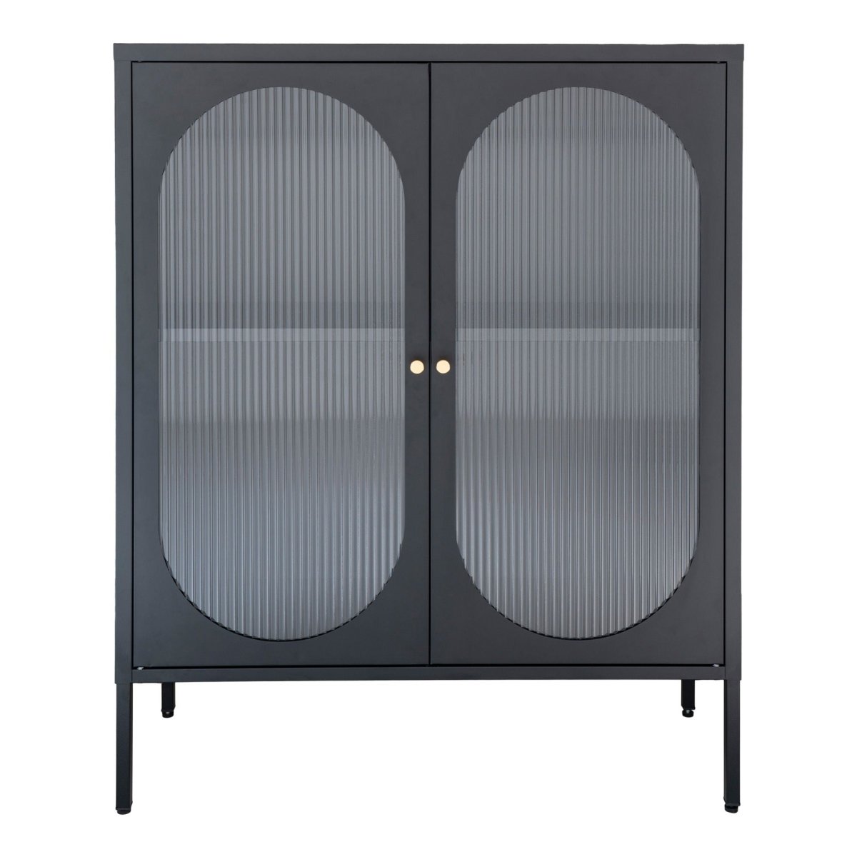 Adelaide vitrineskap rillet glass sort 90 x 35 x 120cm - Lindas Dekor