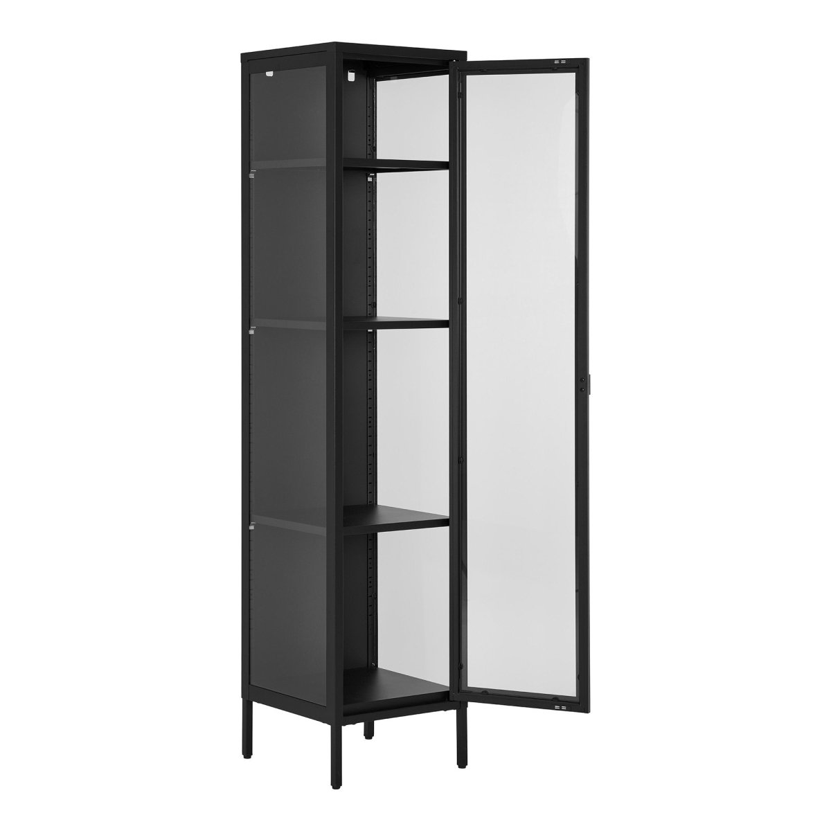 Brisbane smalt vitrineskap 1 glassdør sort stål 40x35x180 cm - bilde 4