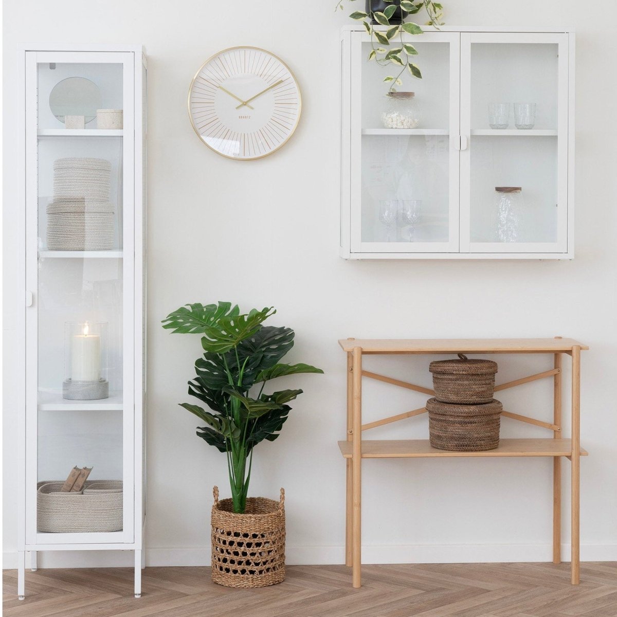 Brisbane smalt vitrineskap 1 glassdør hvit stål 40x35x180 cm - bilde 5